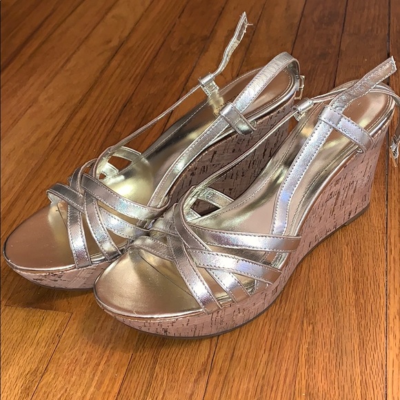 ralph lauren gold wedges